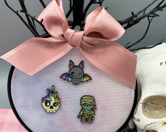 Small Pastel Dyed Enamel Pin Display, 6in diameter, Pastel Goth, Gift