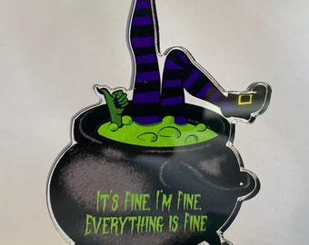 Witch, Cauldron, Charm, Everything is Fine, keychain, goth gift