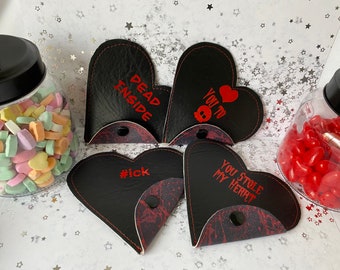 Dark Conversation Heart Pouch Black and Red Blood Trails , Goth, Gift