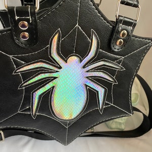 Bolso de araña, blanco iridiscente, bolso, bolso cruzado, gótico, regalo