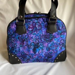 Bolso de bolos de pulpo, púrpura y azul, bolso/bolso con cremallera gunmetal, regalo, gótico lindo