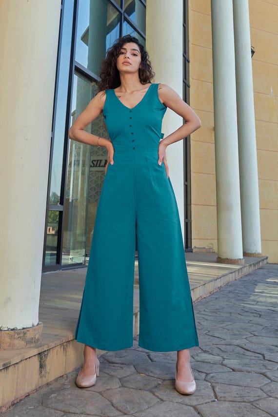 Linen Sleeveless Side Cut Women Jumpsuit Linen Jumpsuit Women