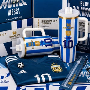Portugal CR7 & Lionel Messi Argentina Soccer Fan Tumbler 40oz, Football Team Travel Mug, Stadium Cup with Handle Straw, Gift for Fans image 10