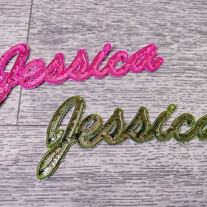 Pailletten Name Patch, benutzerdefinierte Aufbügeln Applikation (3 Zoll)