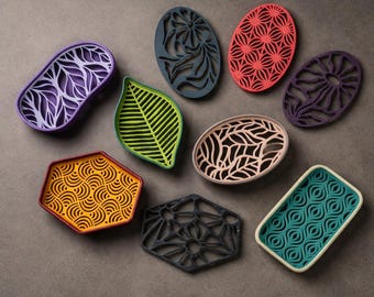 Modern 3D Printed Soap Dish, Decorative Leaf Soap Holder, Minimalist Bathroom Drain Tray, Geometric Soap Saver, Eco Style Sink Organizer