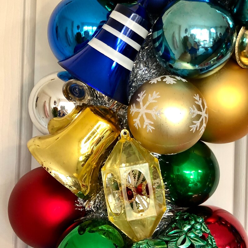 Vintage Ornament Wreath, Christmas Ornament Wreath, Ornament Wreath