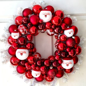 Ornament Wreath, Holiday Decor, Santa Ornament Wreath, Christmas Ornament Wreath