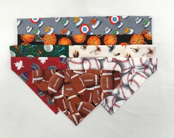 Sports Dog Bandanas, Over the Collar Dog Bandana,  Reversible,  Football Dogdana, Raptors Basketball Scarf