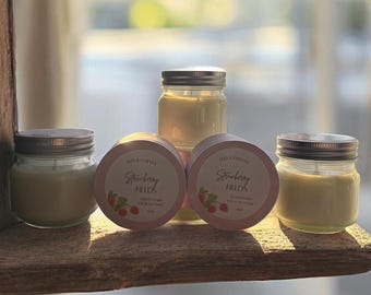 Strawberry Scented Soy Candle, Hand Poured, Nontoxic