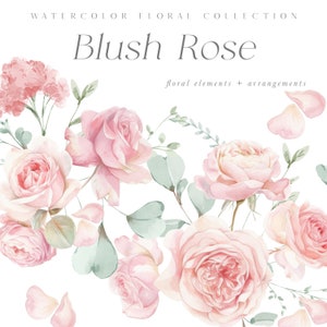 Blush Rose Clipart Set - Rose Clipart - Dusty Rose - Aquarel Rose Boeketten - Bruiloft Clipart - Floral Elements - Onbeperkte verkooplicentie