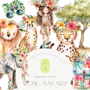 Tropische kwekerij Safari dieren met volkspatronen - Safari Clipart - Dieren Clipart - clipart Set - Onbeperkte verkooplicentie