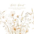 Watercolor Wild Wheat and Wild Flowers - White Wild Flowers - Bohemian Wild Flowers - Boho Delicate Borders product logo