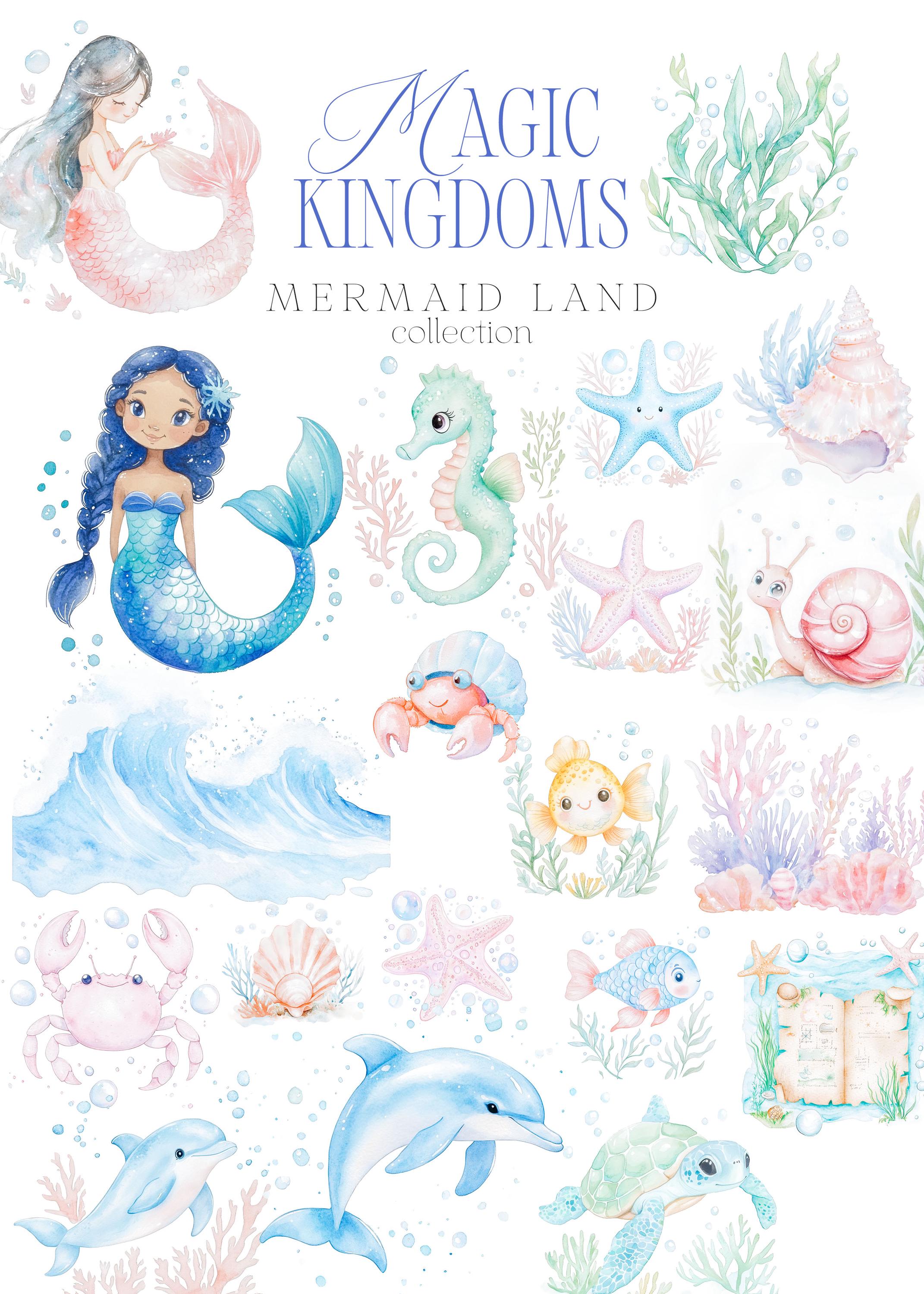 Cute Mermaid Clipart - Clipart for Kids - Mermaids - Magic Kingdoms ...