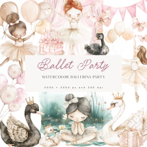 Ballerina Party Clipart - Nettes Ballett Clipart - Neutral Clipart - Party Clipart - Rosa Clipart - Schwan und Ballett - Unbegrenzte Verkaufslizenz