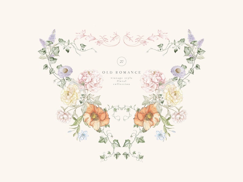 Watercolor Flora, Wildflower Wedding Invitation Clipart, Floral Frames, Watercolor Crest, Wreath, Bouquets, Butterflies, Botanical clip art image 6