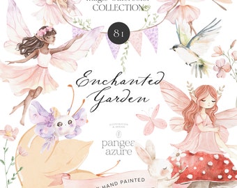 Fairy Garden Watercolor Clipart - Wildflower Clipart - Magical Fairy Clipart - Wildflower Elements - Fairy Clipart - Unlimited Sales License