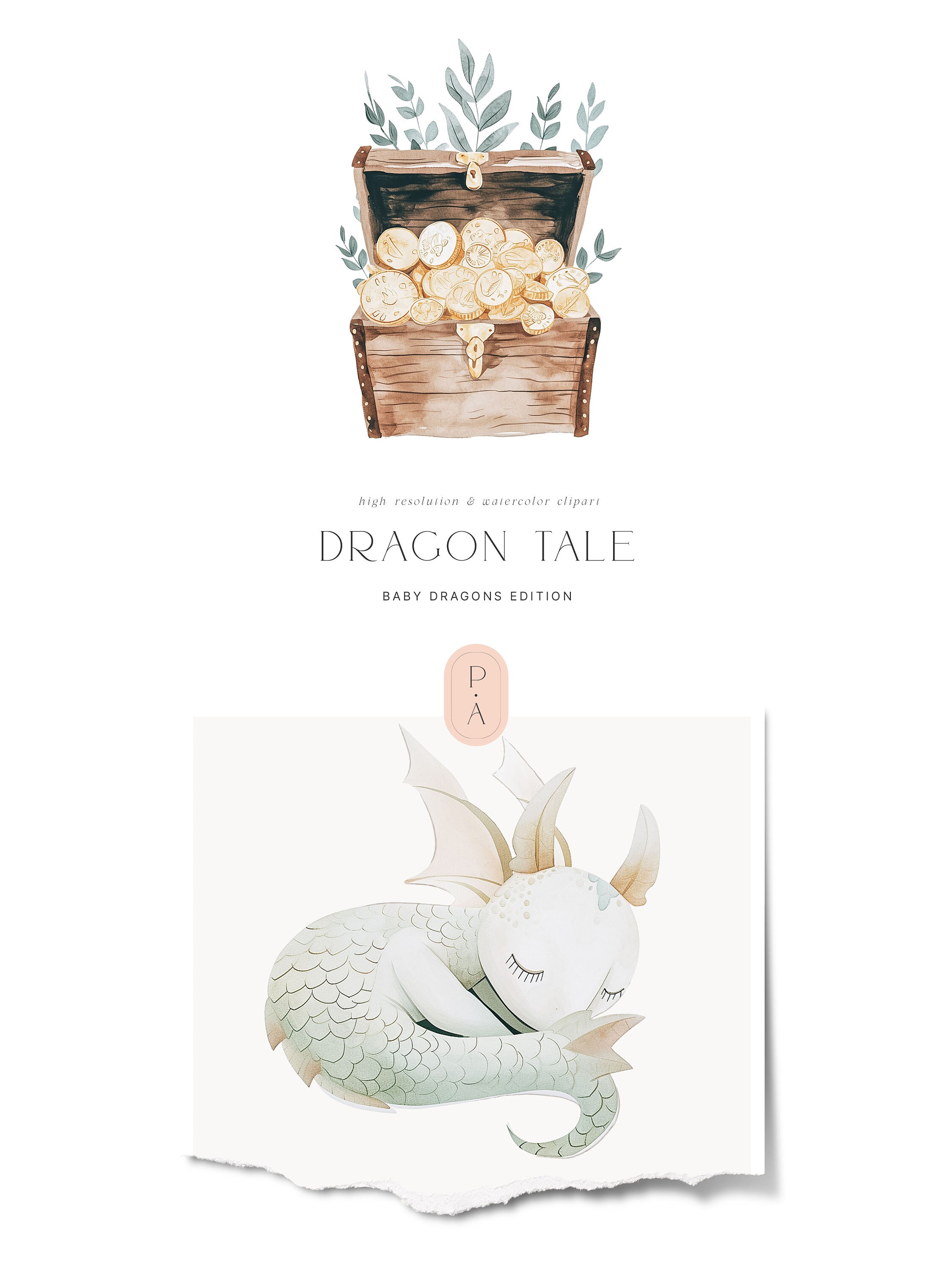 Watercolor Baby Dragon Clipart Watercolor Fantasy Kingdom Clipart Cute ...