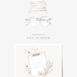 May include: A watercolor illustration of a pale planner with a calendar page, a gold binder clip, and floral accents. The text "Pale Planner" is written in a script font below the image.