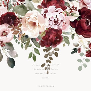 Watercolor Burgundy Blush Floral Collection - Burgundy Flowers - Blush ...