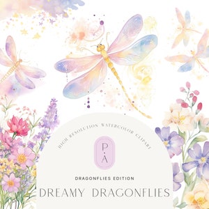 Watercolor Dragonflies Clipart - Dragonfly Clipart - Nursery Clipart - Stardust Clipart - Scrapbooking - Stickers Clipart - Cards Clipart