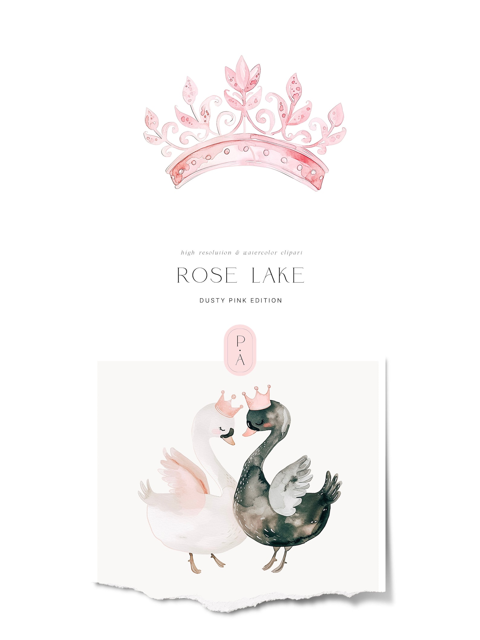 Swan & Ballerina Watercolor Clipart - Dusty Pink - Ballerina Clipart ...