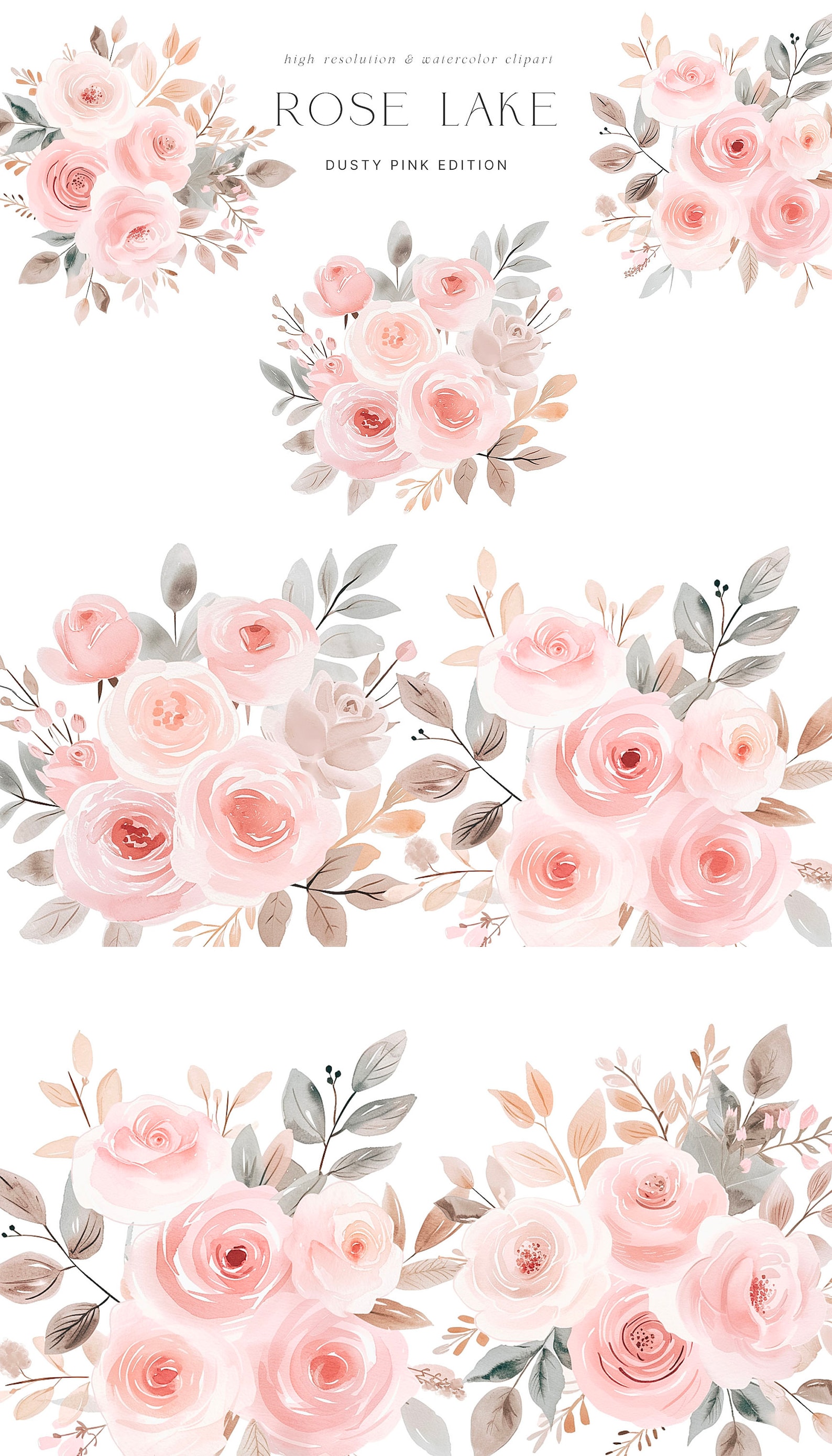 Swan & Ballerina Watercolor Clipart - Dusty Pink - Ballerina Clipart ...