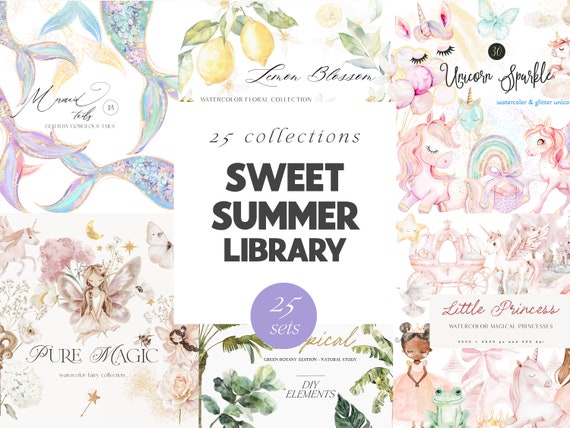 Kids and Floral Summer Bundle - Pangea Azure Bundle - Nursery Bundle - Floral Bundle