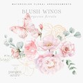 Watercolor Blush Flowers With Butterflies - Blush Peonies - Dusty Pink Flowers Clipart - Dusty Rose - Blush Florals - Pink Butterfly product logo