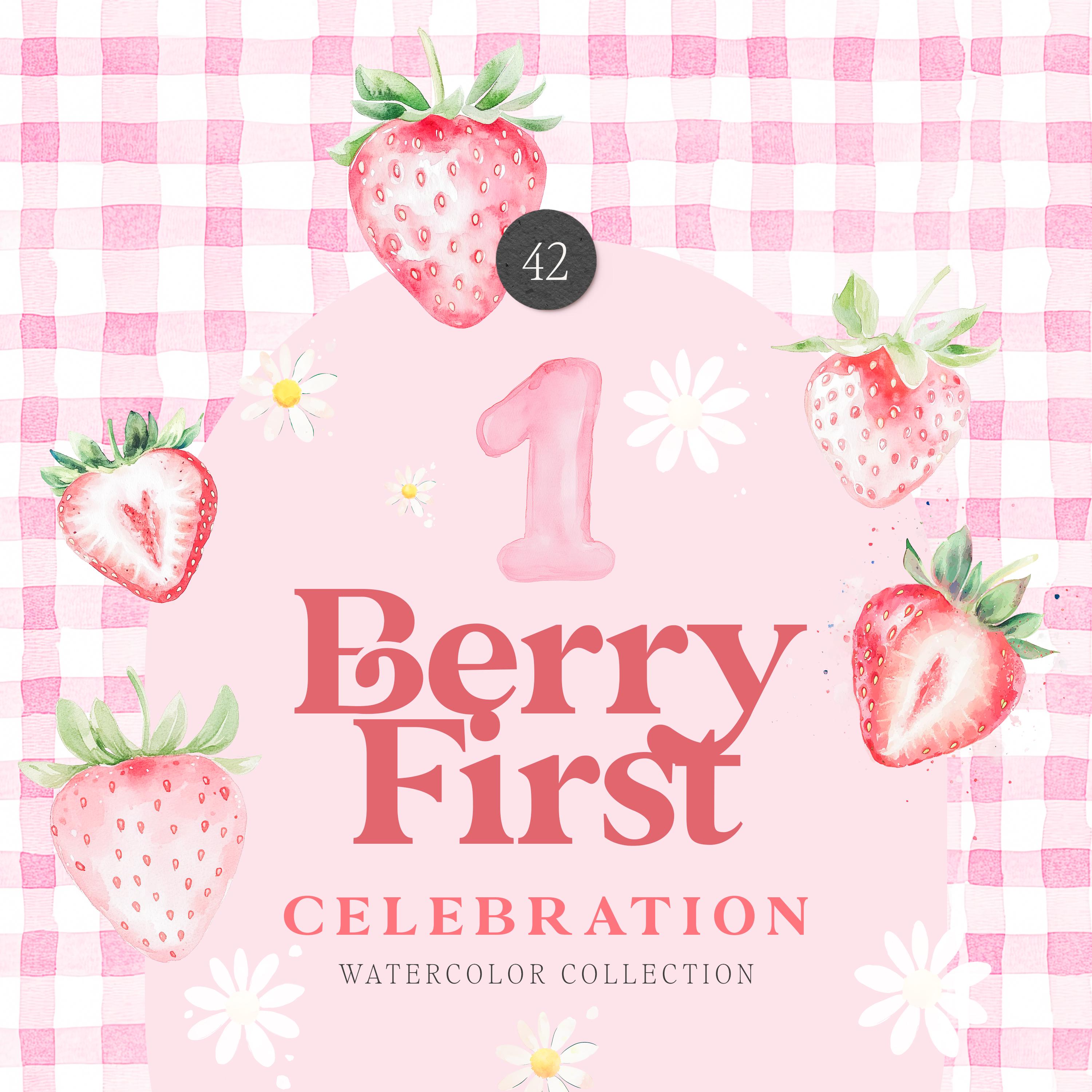 Watercolor Berry First Clipart Collection - Watercolor Strawberry ...