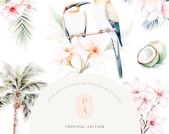 Watercolor Tropical Clipart - Tropical Clipart - Tropical Floral Clipart - Tropical Flowers - Watercolor Clipart-Scrapbooking-Floral Clipart