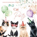 Cat Party Watercolor Clipart - Party Animals - Cat Party - Party Clipart - Cute Cats - Clipart For Kids - Unlimited Sales License product logo