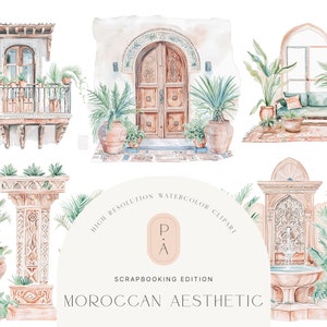 Aquarelle marocaine Clipart Set - Maroc - Architecture - Aquarelle marocaine - Scrapbooking - Journaling - Licence étendue illimitée