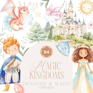 Königreich Clipart - Prinzen und Prinzessinnen - Drachen - Clipart Für Kinder - Königreich Clipart - Fantasie - unbegrenzte Verkaufslizenz