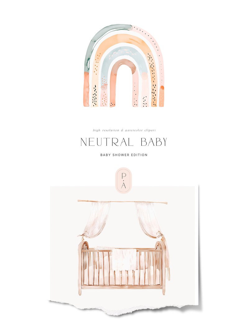 Neutral Baby Shower Clipart - Neutral Clipart - Nursery Clipart - Boho ...