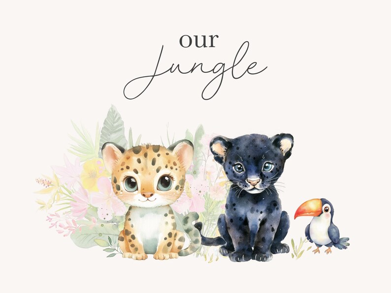 Cute Jungle Clipart Cute Animals Nursery Clipart Baby Animals Sleepy Animals Jungle Clipart for