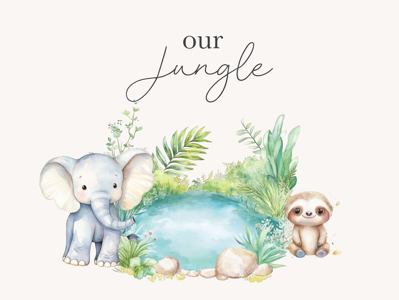 Cute Jungle Clipart Cute Animals Nursery Clipart Baby Animals Sleepy Animals Jungle Clipart for
