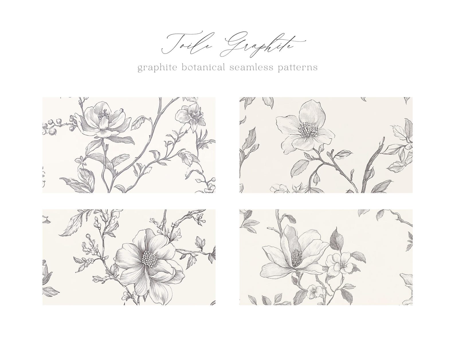 Toile Seamless Patterns With Botanical Vintage Style With Birds ...
