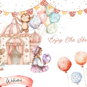 Cute Circus Clipart Set - Watercolor Circus - Circus Animals - Cute ...