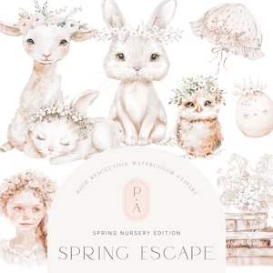 Frühling Kinderzimmer Aquarell Clipart - Frühlingstiere - Ostern Clipart - Tierkinderzimmer Clipart - Ostern Clipart Set - unlimitierte Verkaufslizenz