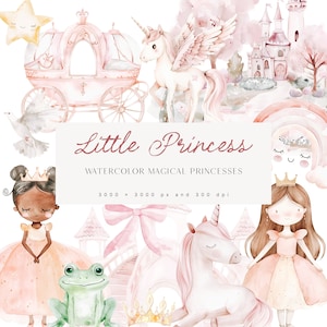 Dusty Pink Princess Clipart - Lindo Royal Clipart - Princesa y Unicornios - Unicornio Clipart - Clipart Para Niños - Rosa - Licencia de Venta Ilimitada