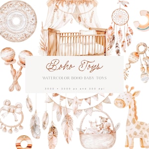 Boho Baby Spielzeug Clipart - Neutral Baby Dusche Clipart - Boho Baby - Kinderzimmer Clipart - Neutral Baby Spielzeug - Baby Spielzeug - unbegrenzte Verkaufslizenz