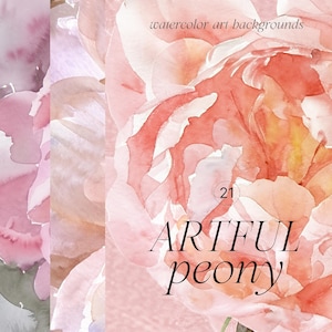 Sfondi di peonie con acquerelli e belle arti - Carte digitali - Sfondi floreali - Clipart di peonie con acquerelli floreali - Carta digitale per belle arti