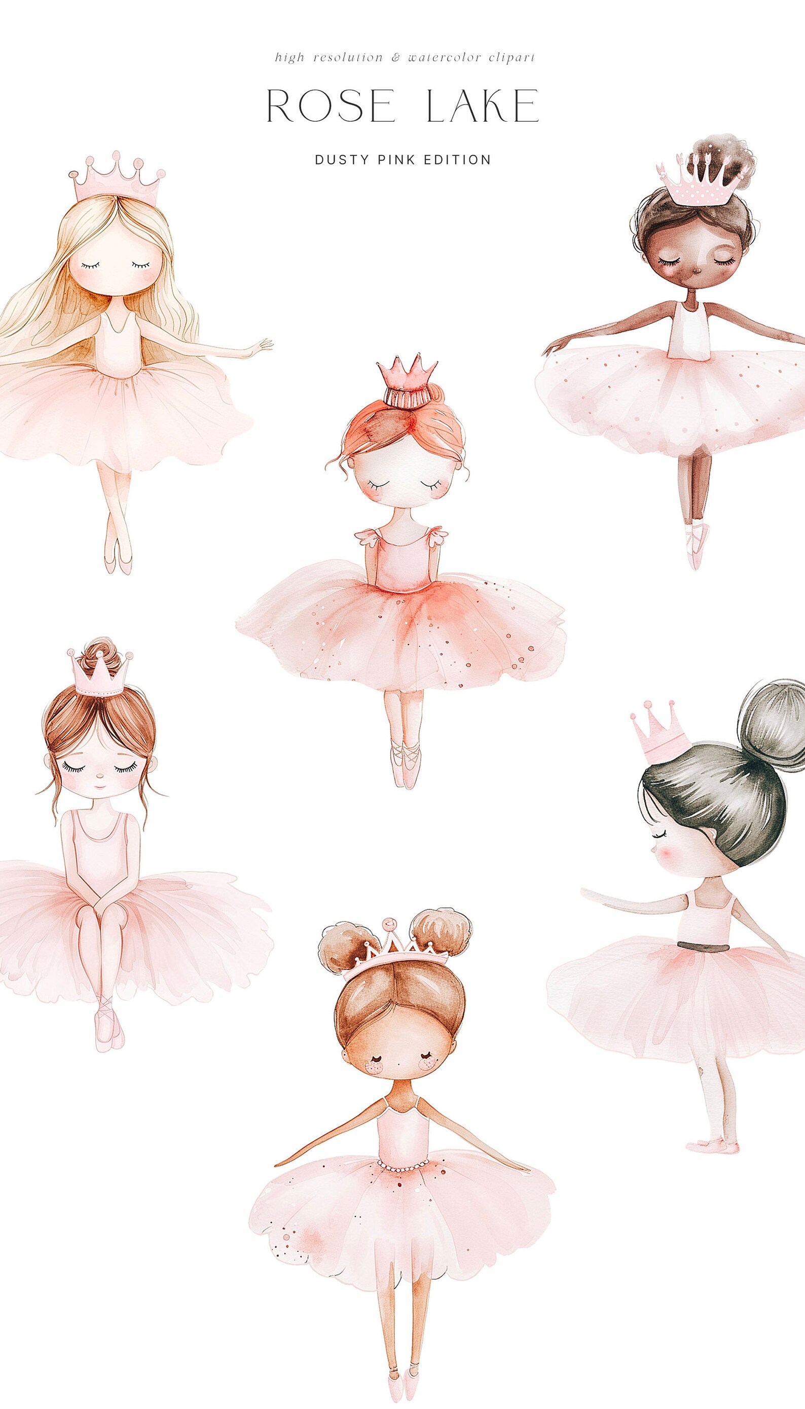 Swan & Ballerina Watercolor Clipart - Dusty Pink - Ballerina Clipart ...
