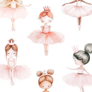 Swan & Ballerina Watercolor Clipart Dusty Pink Ballerina Clipart Floral Bouquets Swan Clipart Set Ballet Unlimited Sales License image 2