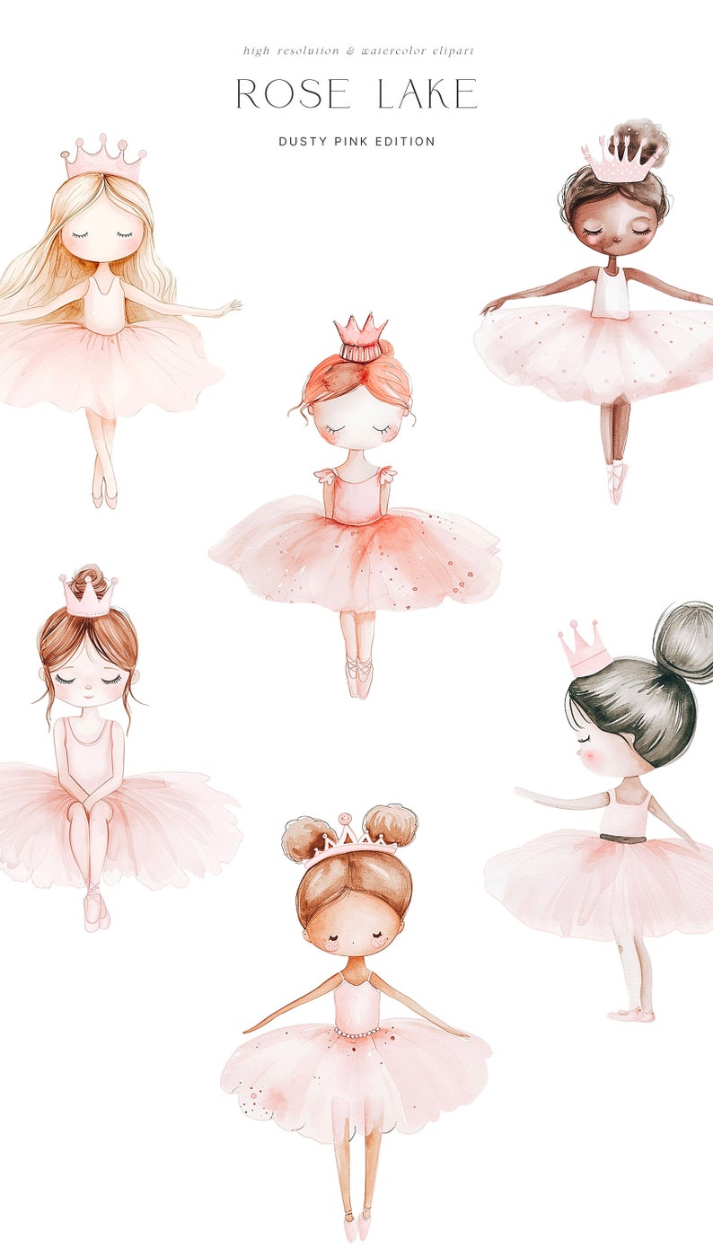 Swan & Ballerina Watercolor Clipart Dusty Pink Ballerina Clipart Floral Bouquets Swan Clipart Set Ballet Unlimited Sales License image 2