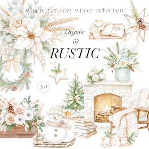 Bio Weihnachtsclipart - Neutral & Rustikal Winter - Neutrale Clipart - Weihnachtscliparts - Weihnachtsdekor - gemütlich - unbegrenzte Verkaufslizenz
