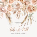 Bohemian Floral Bouquets - Boho Arrangements - Bohemian Flowers - Watercolor Clipart - Boho Clipart - Watercolor Roses and Wheats product logo