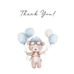 Bears & Airplane Watercolor Clipart - Airplane Clipart - Bear Pilot - Brown Bear Clipart - Nursery - Dusty Blue - Unlimited Sales License image 7