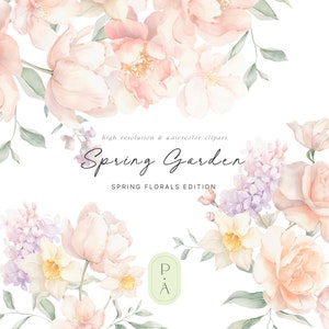 Aquarelle fleurs printanières Clipart - Bouquets de fleurs - Arrangements - Clipart fleurs de printemps - Clipart floral - Licence à extension illimitée