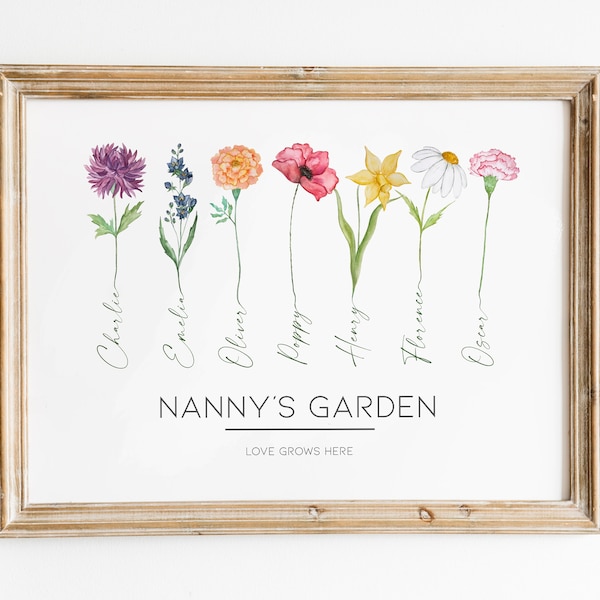 Beautiful ‘Nanny’s Garden’ Print, PERSONALISED